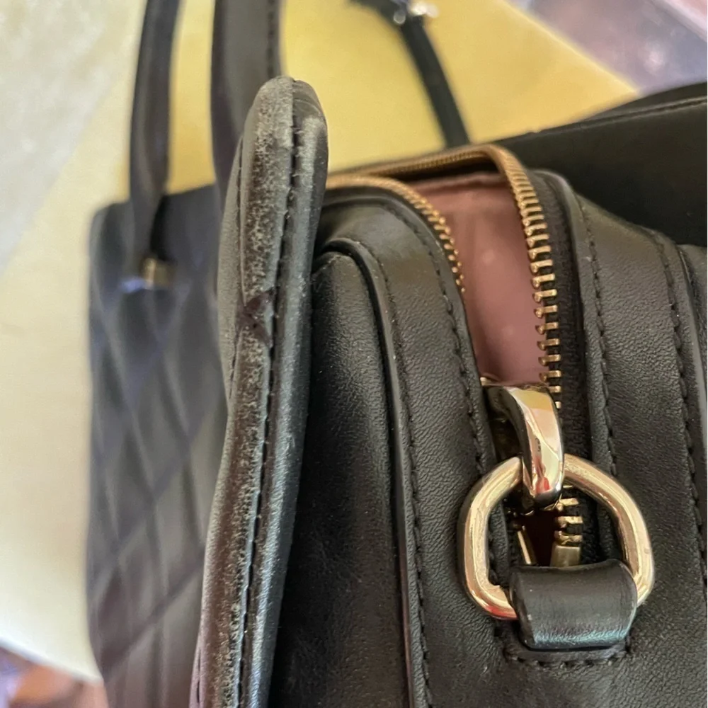 Kate Spade Emerson Place Olivera Quilted Satchel Black and Gold